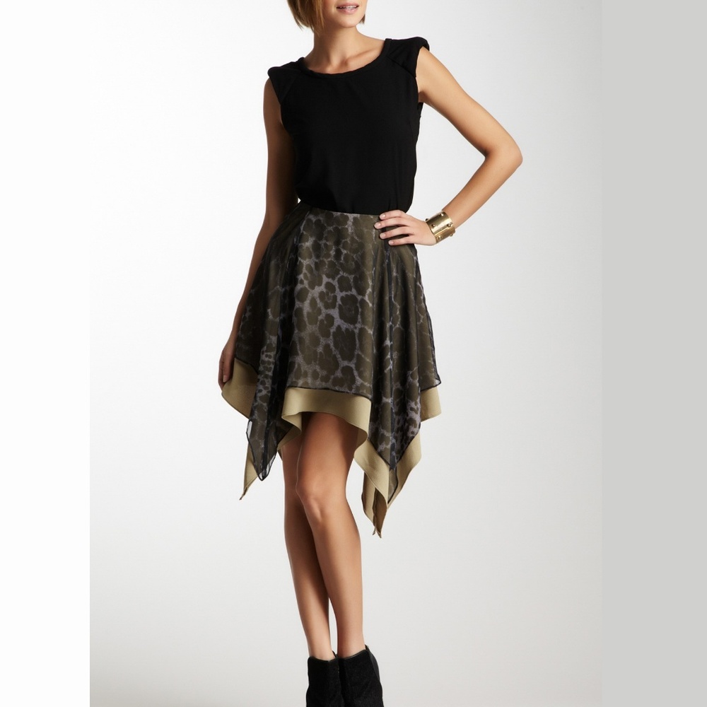 Asymmetrical animal print flowy skirt